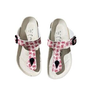 Papillio Birkenstock Birko GIZEH Thong Sandals Red and White HTF L5